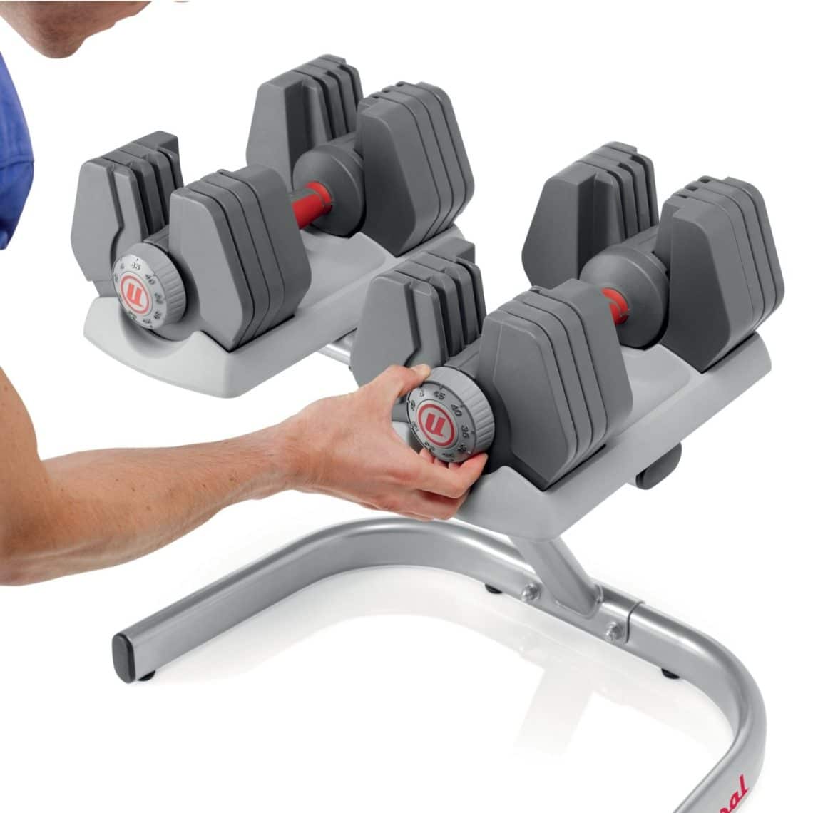 Universal PowerPak 445 Adjustable Dumbbells with Stand